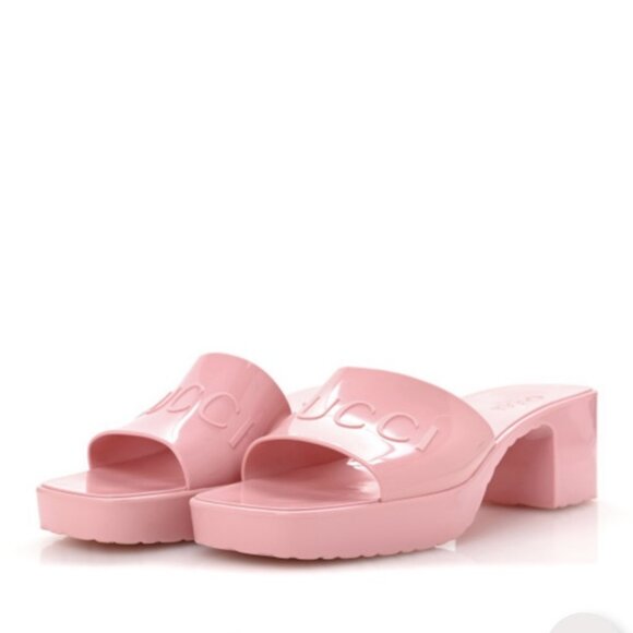 Gucci Pink Rubber Slide Sandals Size 6.5 Gucci Pink Rubber Slide Sandals Women's - Picture 8 of 9
